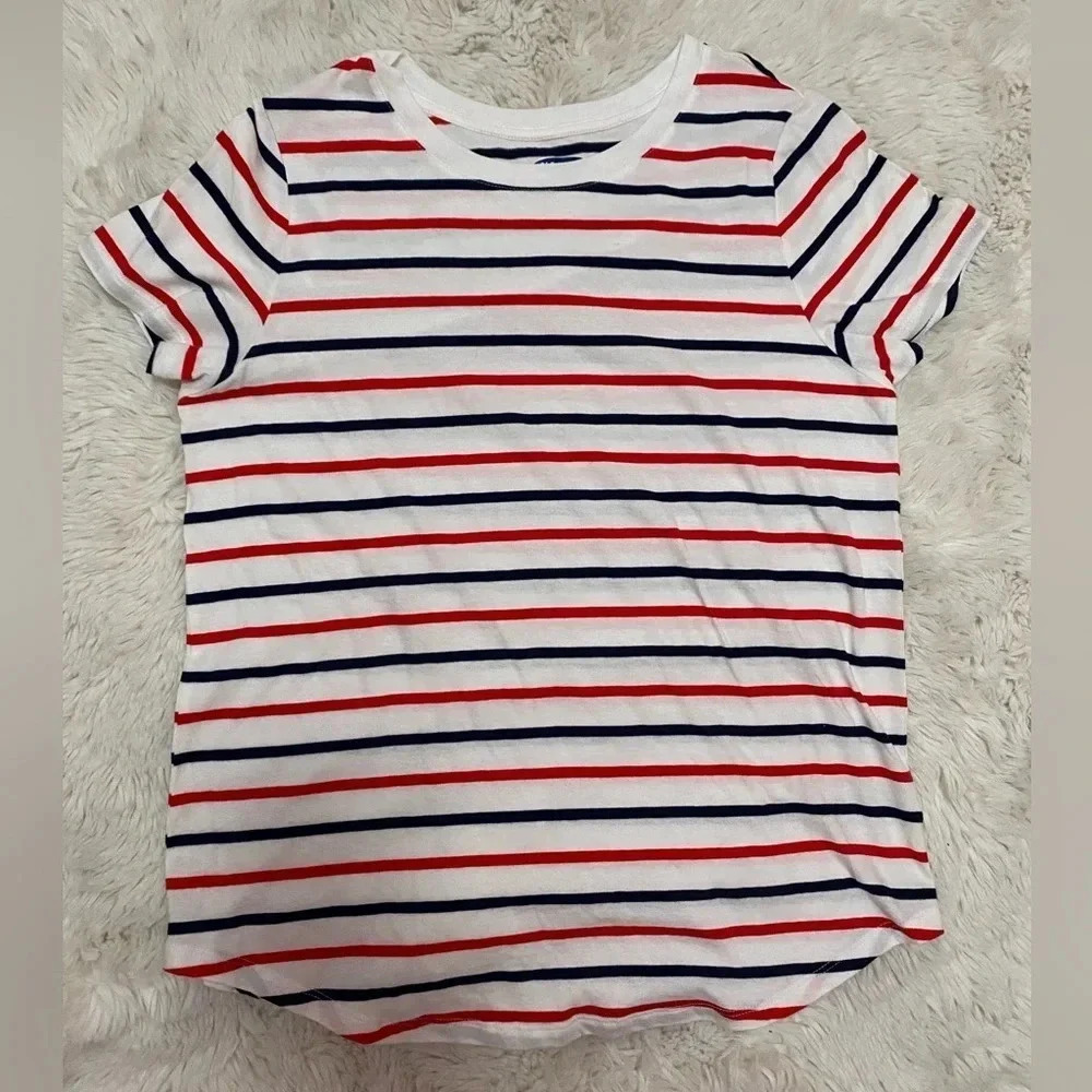 Old Navy women’s short sleeve red, blue, white stripe every wear tshirt